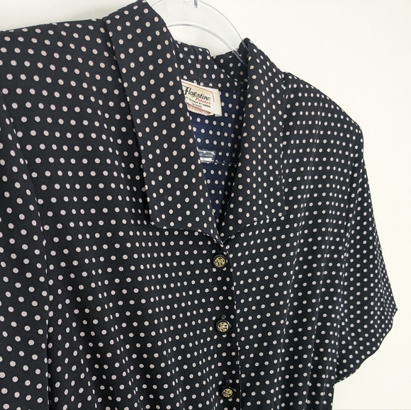 Vintage Navy & White Polka Dot Dress, Size 10 - Picture 4 of 11